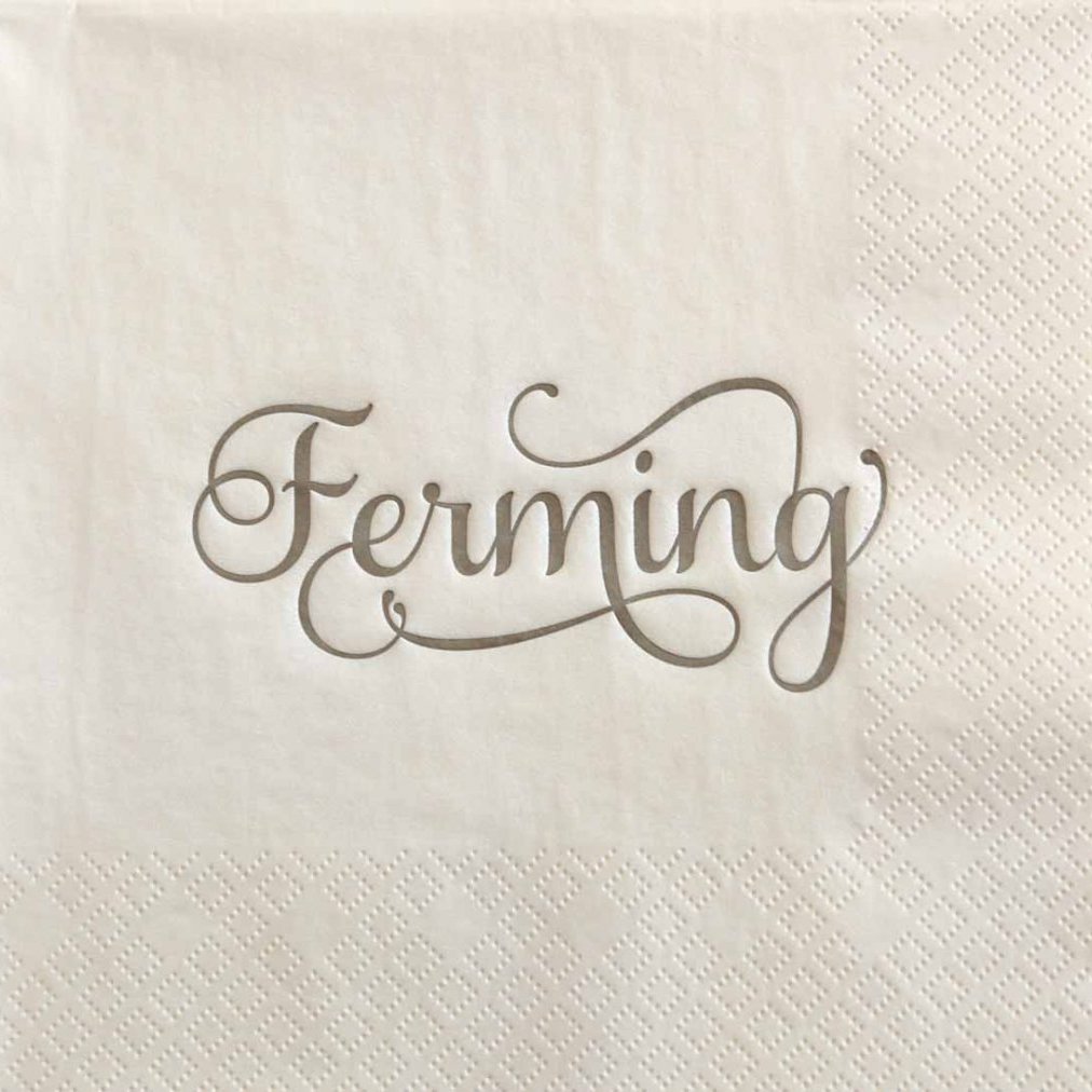 Ivory pearl sléttar servíettur - gyllt letur