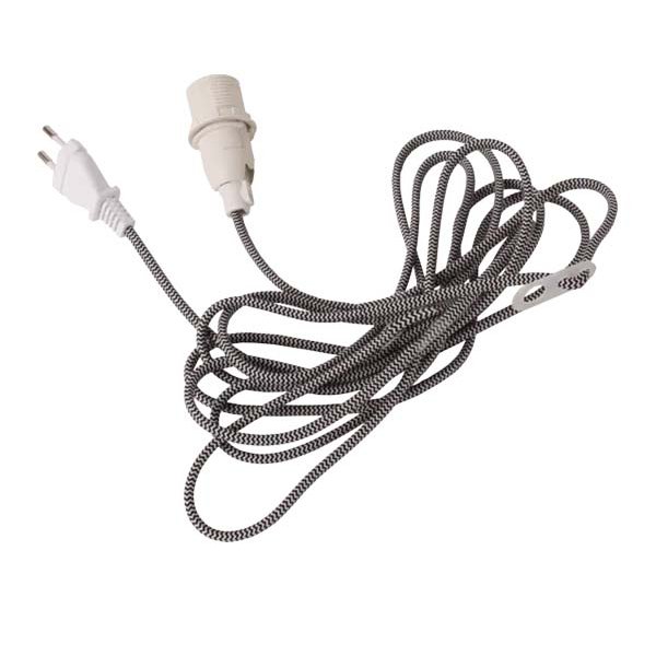 Lacy E14 ljósastæði með textíl snúru - svört/hvít