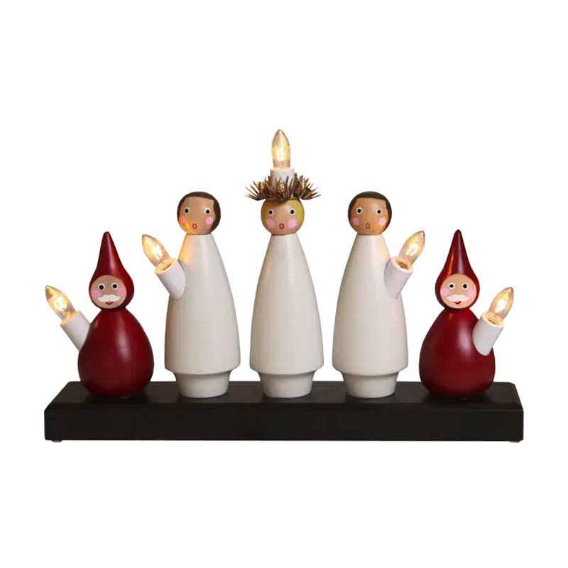 Luciakör aðventuljós - hvítur/rauður