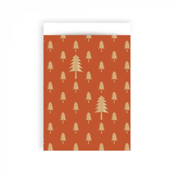 Gjafapoki með gylltum trjám - brúnn