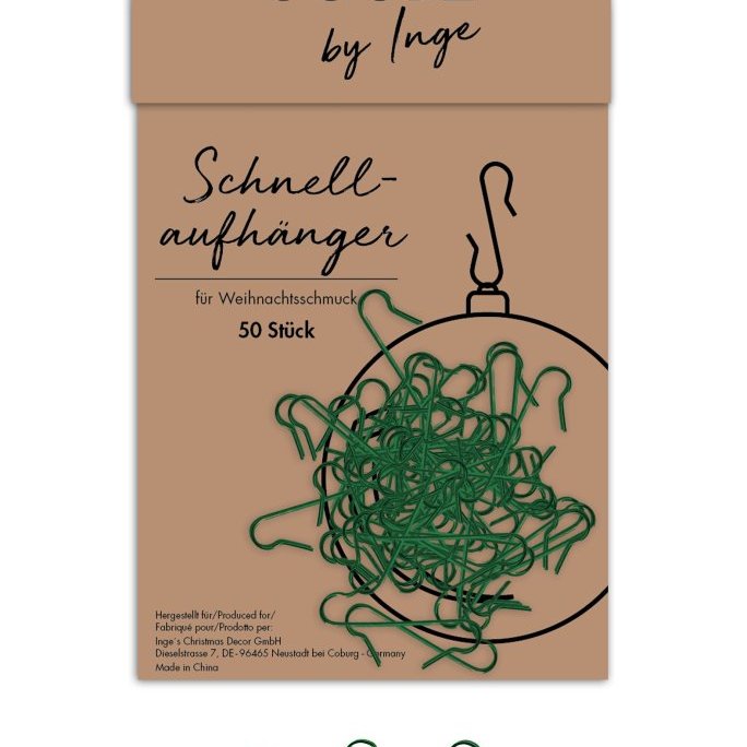 Krókar fyrir jólakúlur 50 stk - grænir