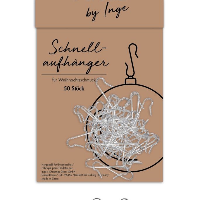 Krókar fyrir jólakúlur 50 stk - silfur