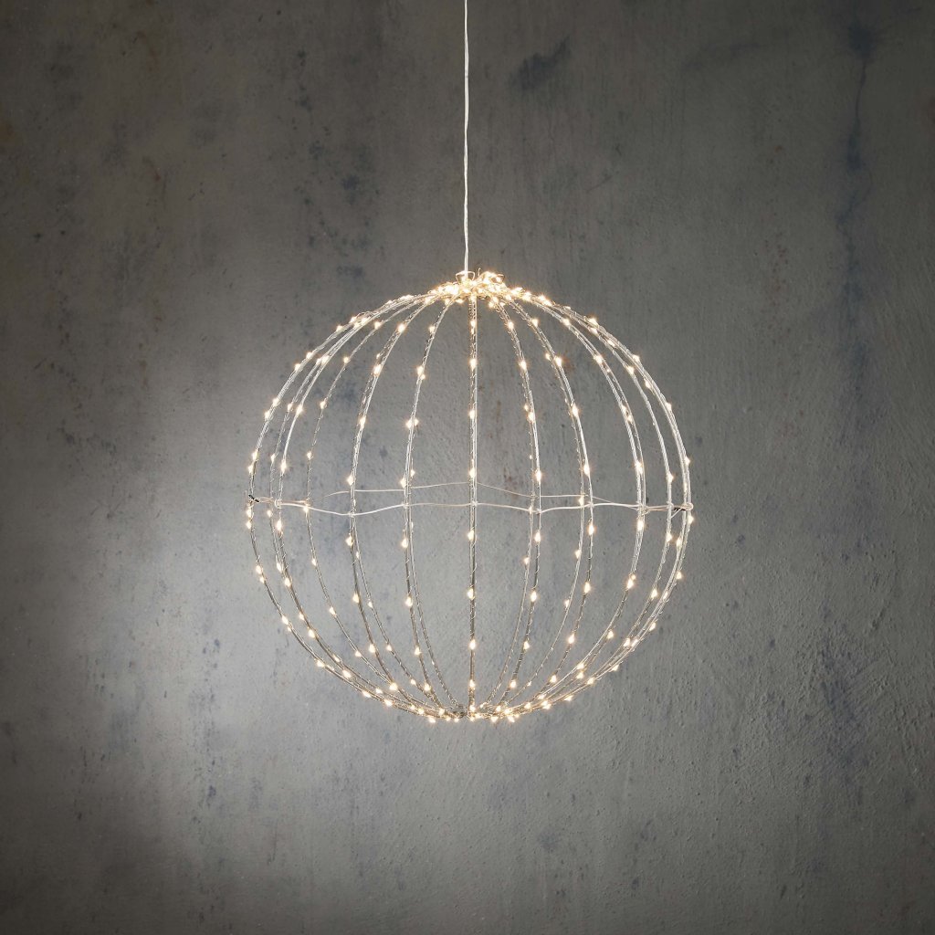 Jólakúla með LED ljósum, 3D - hvít