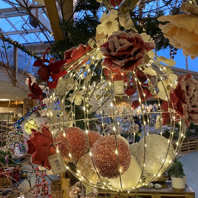 Jólakúla með LED ljósum, 3D - hvít