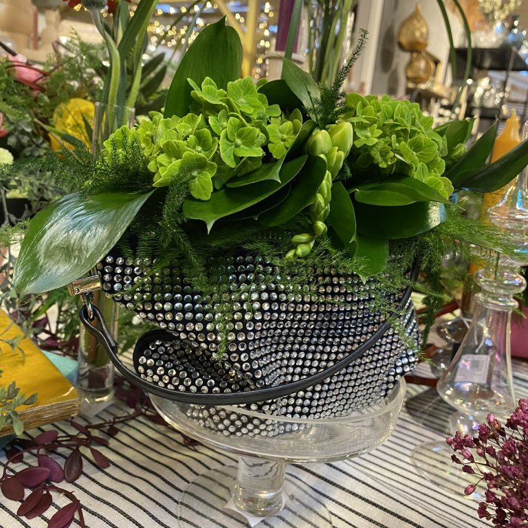 Blómaskreytingar í veski