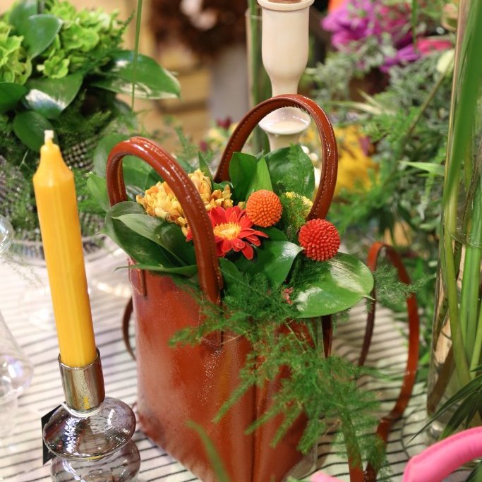 Blómaskreytingar í veski