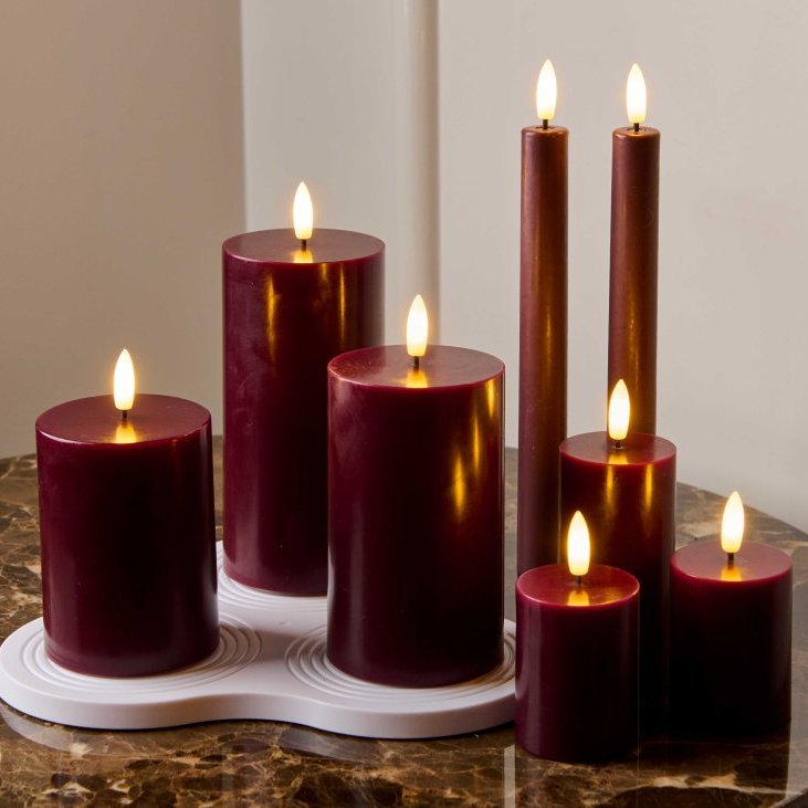 Sille tall kerti frá Sirius 2 stk, hleðslu - vínrauð