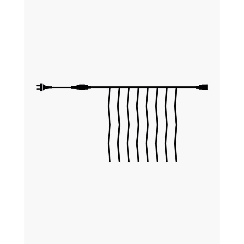 Tech-Line 100 ljósa gardína, svört snúra - hlý ljós