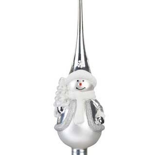 Jólatréstoppur snjókarl - silfur