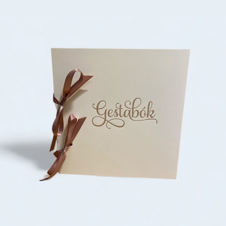 Gestabók - hvít með rosegold letri