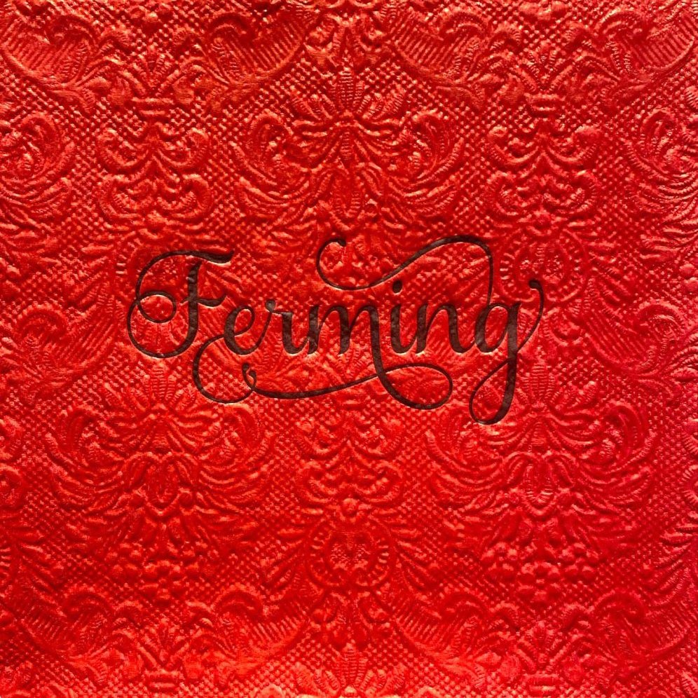 Rauðar upphleyptar servíettur - svart letur