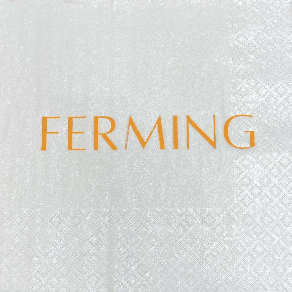 Hvítar servíettur hástafir - orange letur