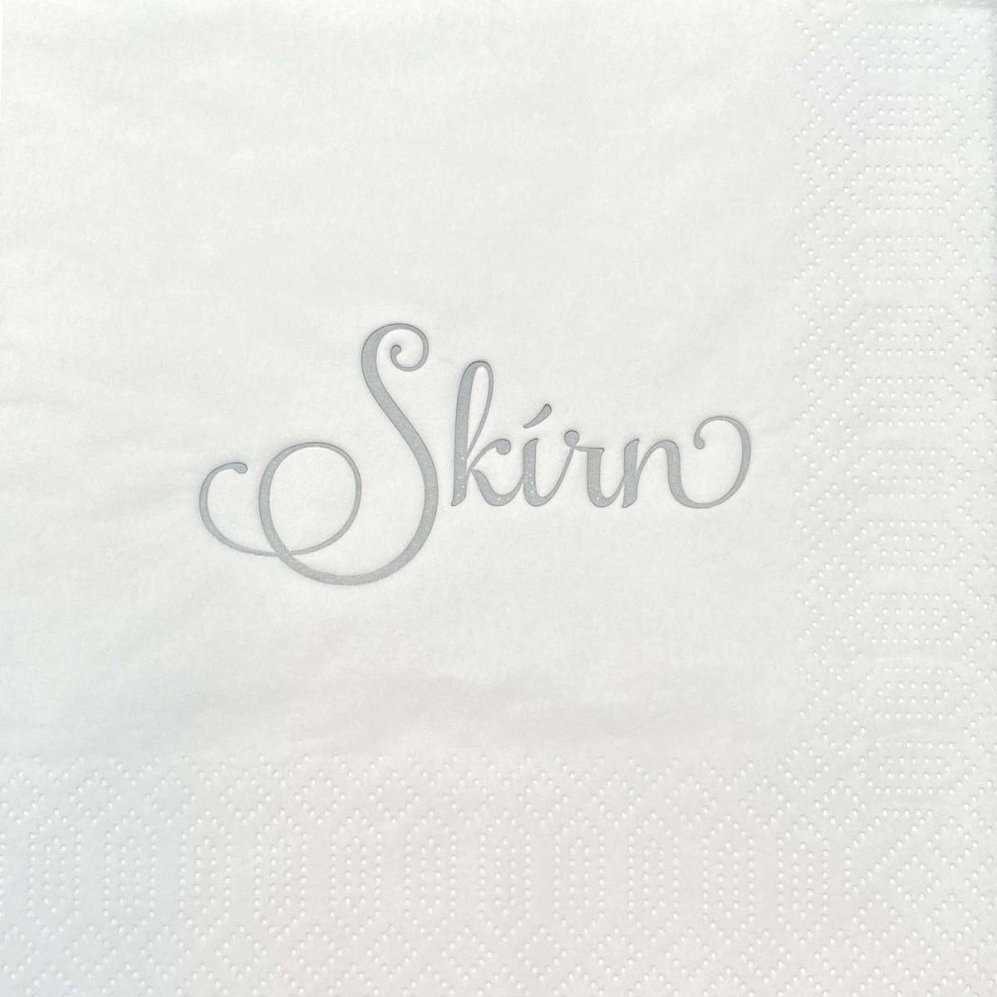 Skírnarservíettur hvítar - silfur letur