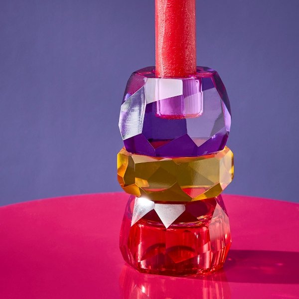 Glerkertastjaki - fjólublár, bleikur, gulur