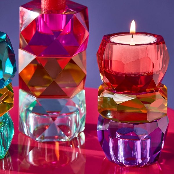 Glerkertastjaki - fjólublár, bleikur, gulur