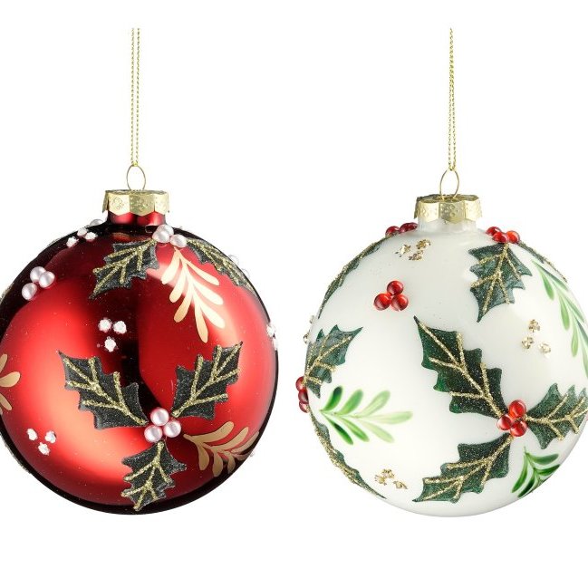 Jólakúlur með jólagreni - tveir litir