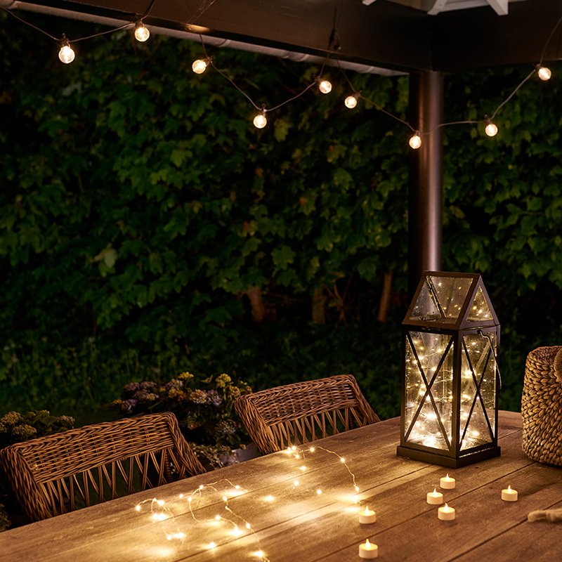 Lucas 10 ljósa sería, framlenging, svört snúra - hvít ljós