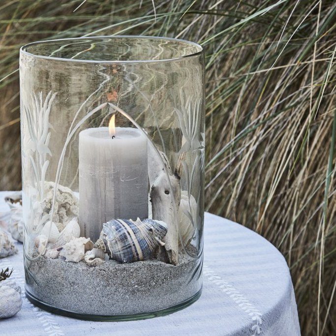 Rustic ljósgrátt kerti frá Lene Bjerre