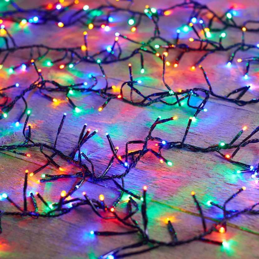 Treecluster (ljósaþyrping) svört snúra - marglit ljós