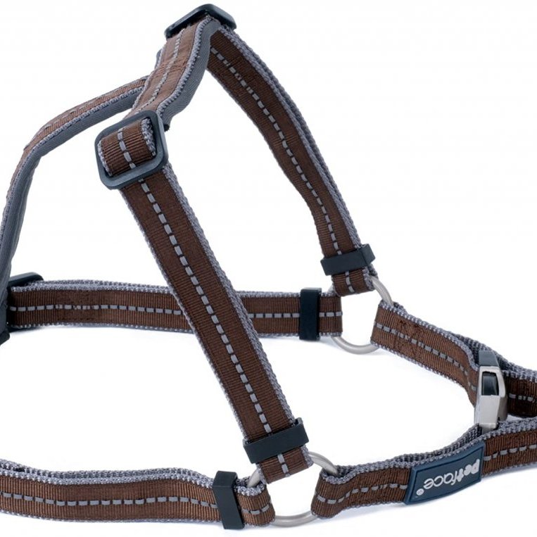 Hundabeisli - Bólstrað Nylon, brúnt endurskin