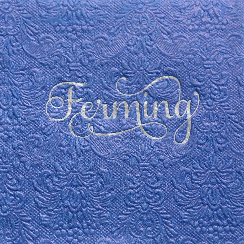 Navy upphleyptar servíettur - silfrað letur