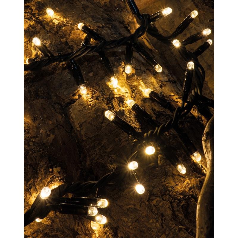 Tech-line cluster, svört snúra - hlý ljós