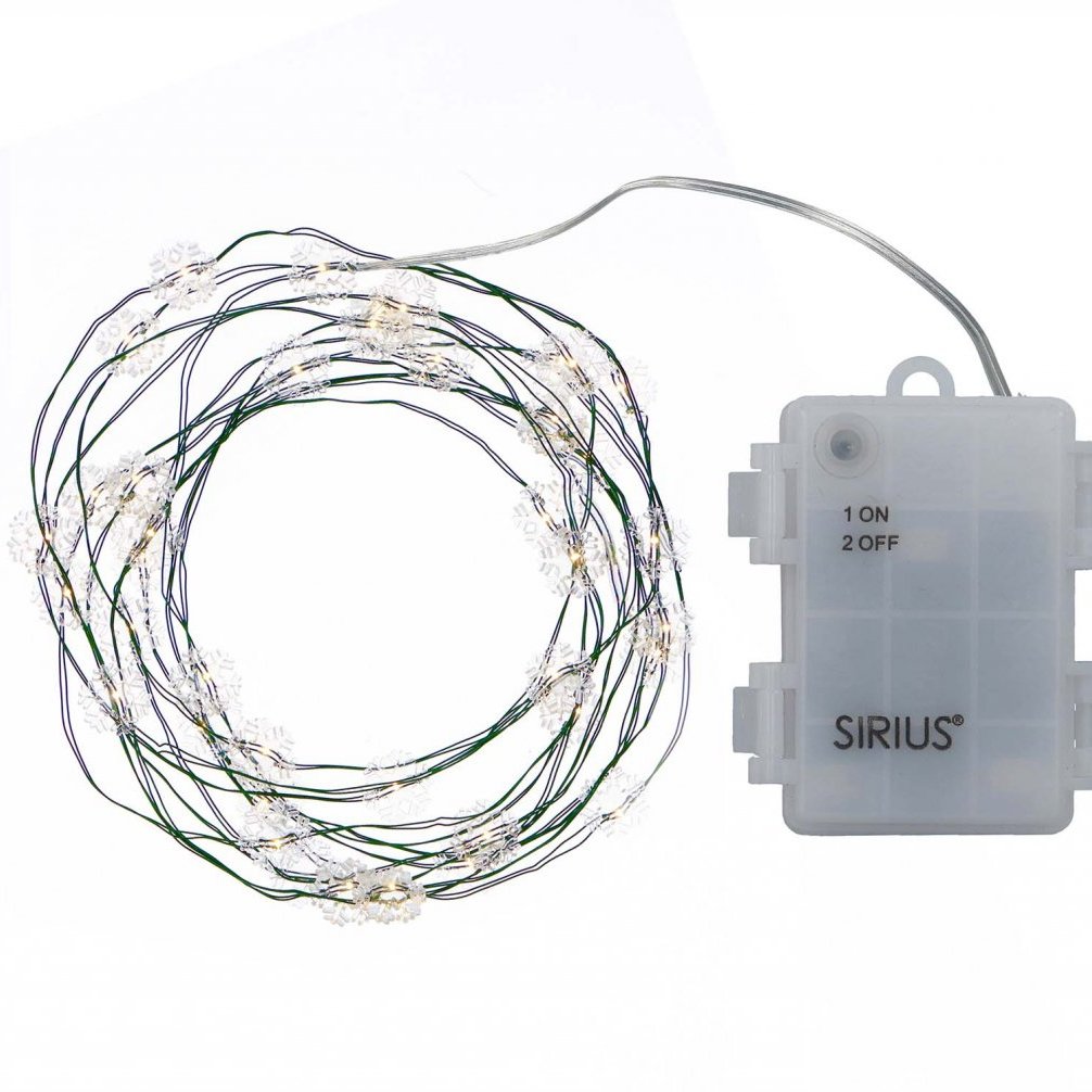 Nynne snjókorn grænn vír -  hvít ljós, úti batt