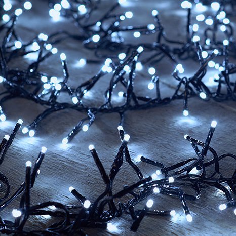 Led cluster, svört snúra - bláhvít ljós