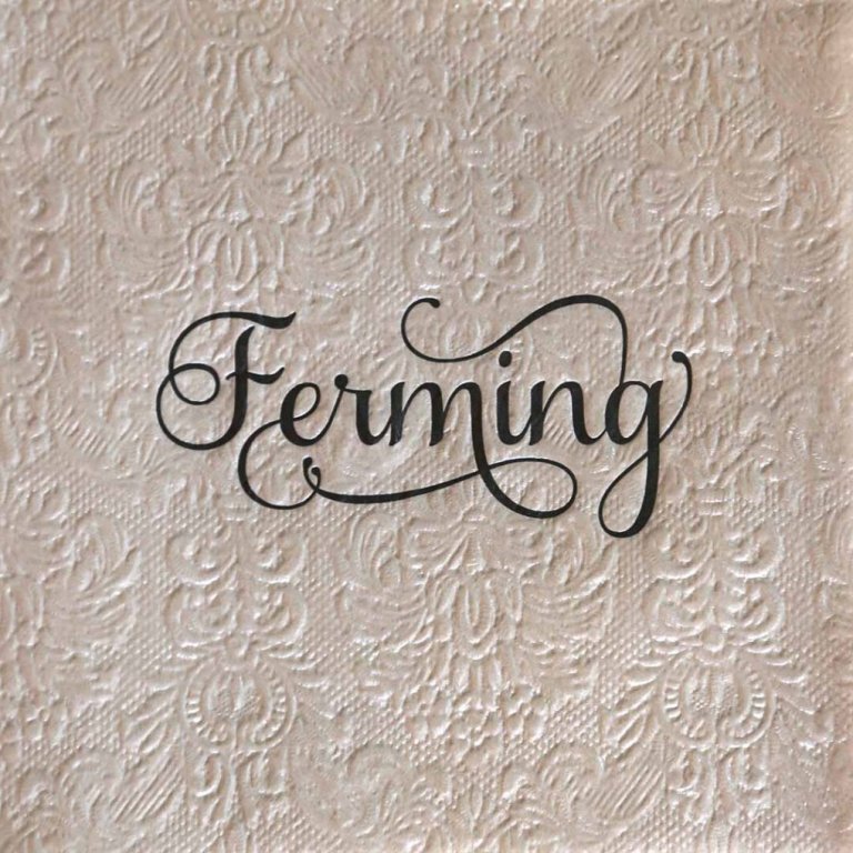 Taupe upphleyptar servíettur - svart letur