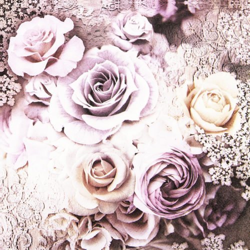 Servíettur með bleikum blómum