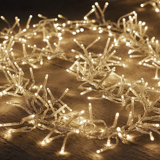 Led cluster ljósa sería, glær snúra - hvít ljós