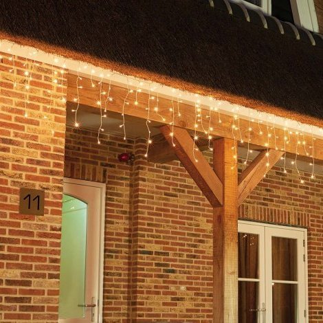 LED ICICLE grýlukerta þræðir glær snúra - hvít ljós