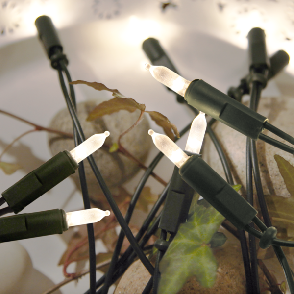 P-Led ljósasería, græn snúra - hvítt ljós