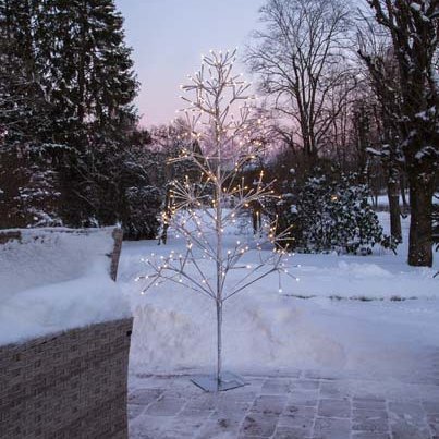 Flower tree ljósatré silfur, hvít ljós - úti