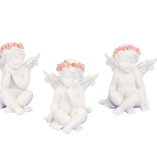 Engill með blómsveig