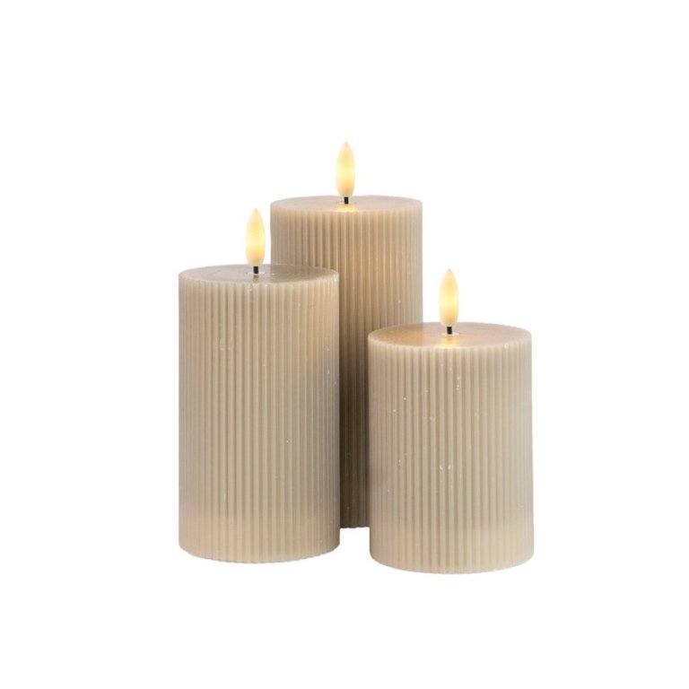 Smilla riffluð kubbakerti frá Sirius, hleðslu - beige