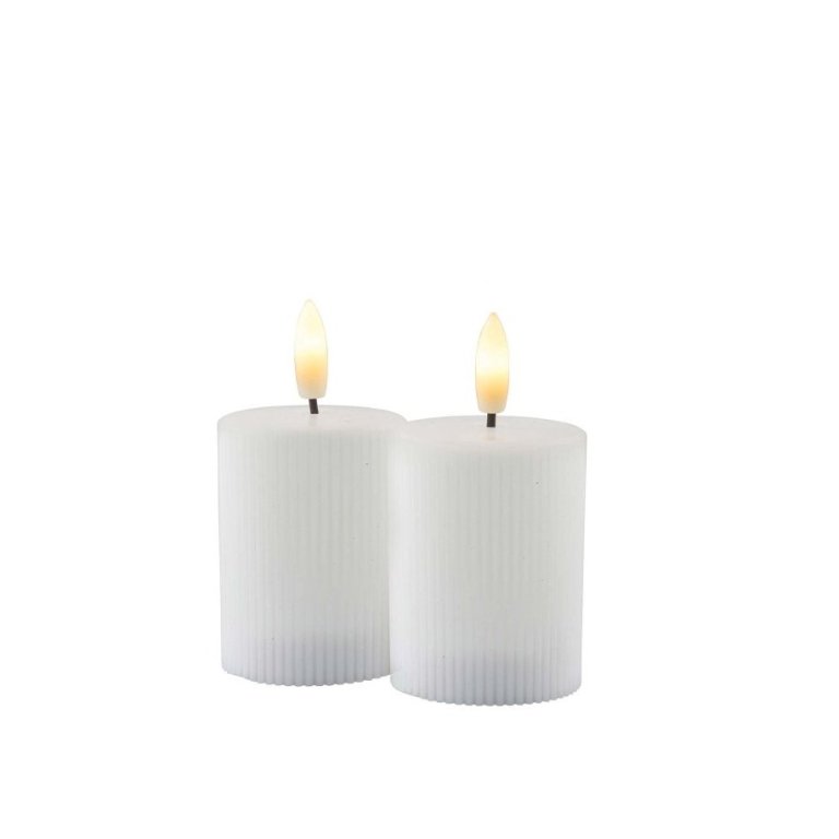 Smilla riffluð kerti frá Sirius, hleðslu 2stk - hvít