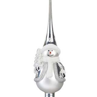 Jólatréstoppur snjókarl - silfur