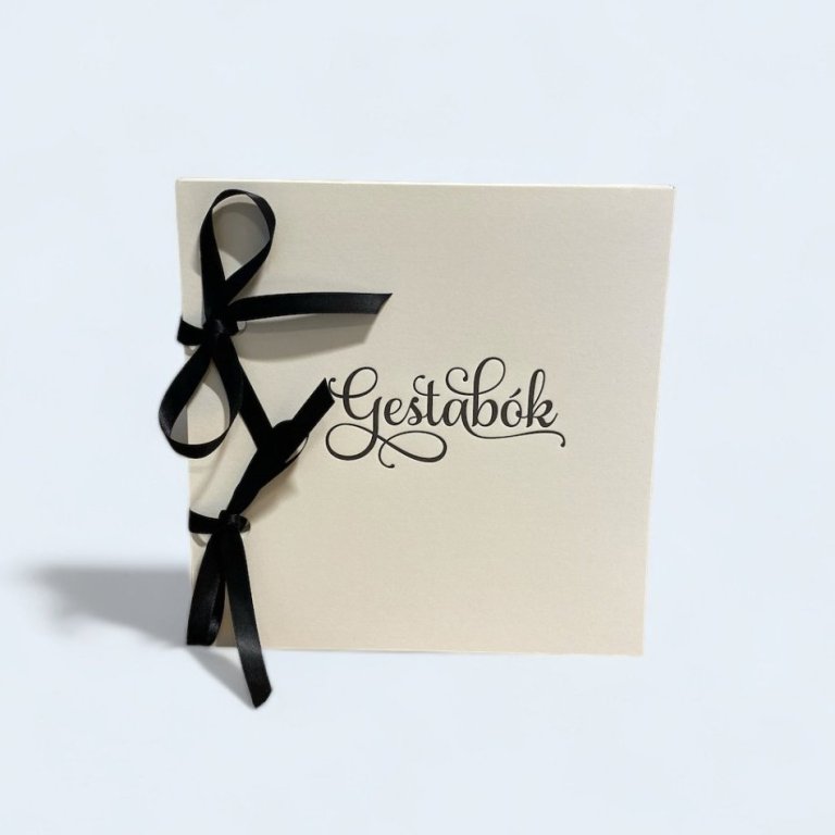 Gestabók - hvít með svörtu letri