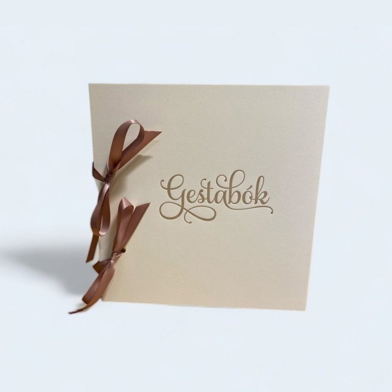 Gestabók - hvít með rosegold letri