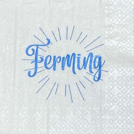 Hvítar servíettur Sól - blátt letur