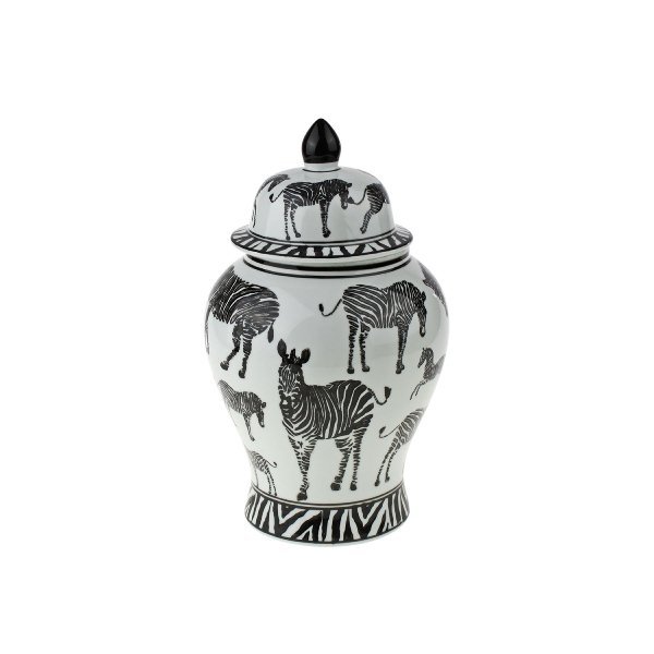 Zebra vasi með loki, 34 cm