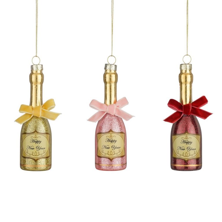 Jólakúla kampavínsflaska - þrír litir