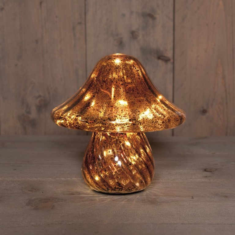 Sveppur úr gleri 19 cm - brúnn