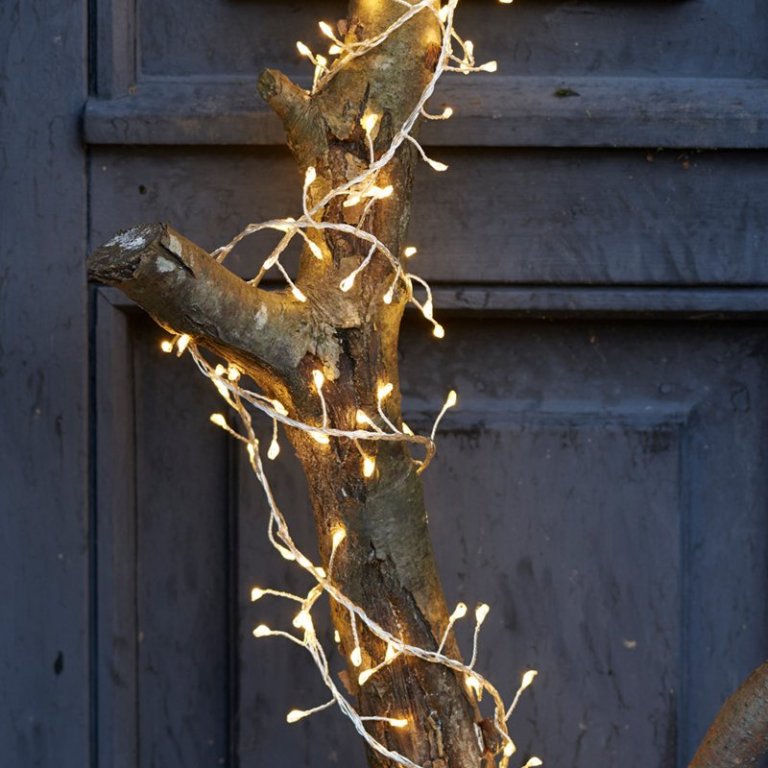 Knirke cluster 160 ljósa, silfur vír - hvít ljós