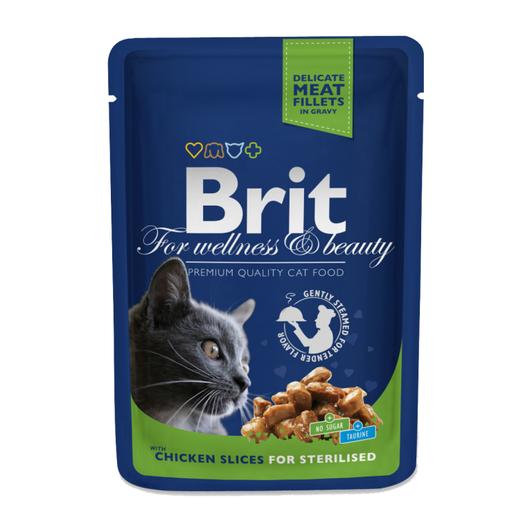 Brit Premium Cat Pouches Chicken Slices for Sterilised