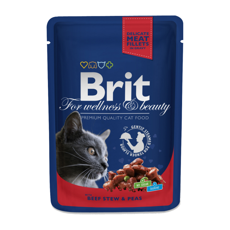 Brit Premium Cat Pouches with Beef Stew & Peas