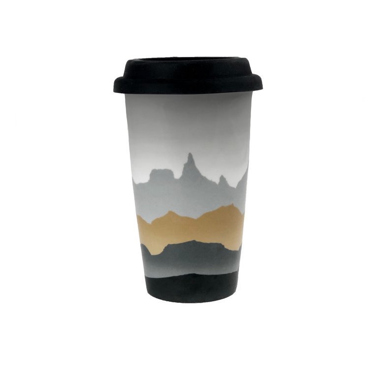 Vorhús thermokrús með loki, gul/grá - Fjallasýn