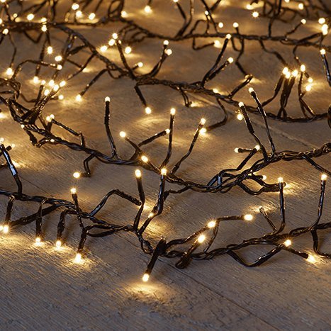 Treecluster (ljósaþyrping) svört snúra - hvít ljós