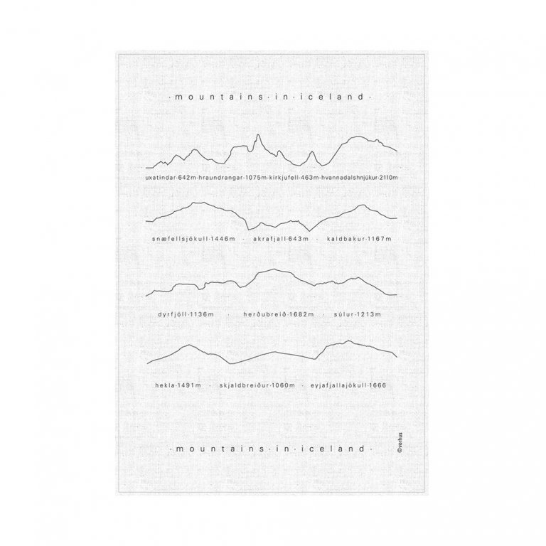 Vorhús viskustykki Fjallasýn - hvítt